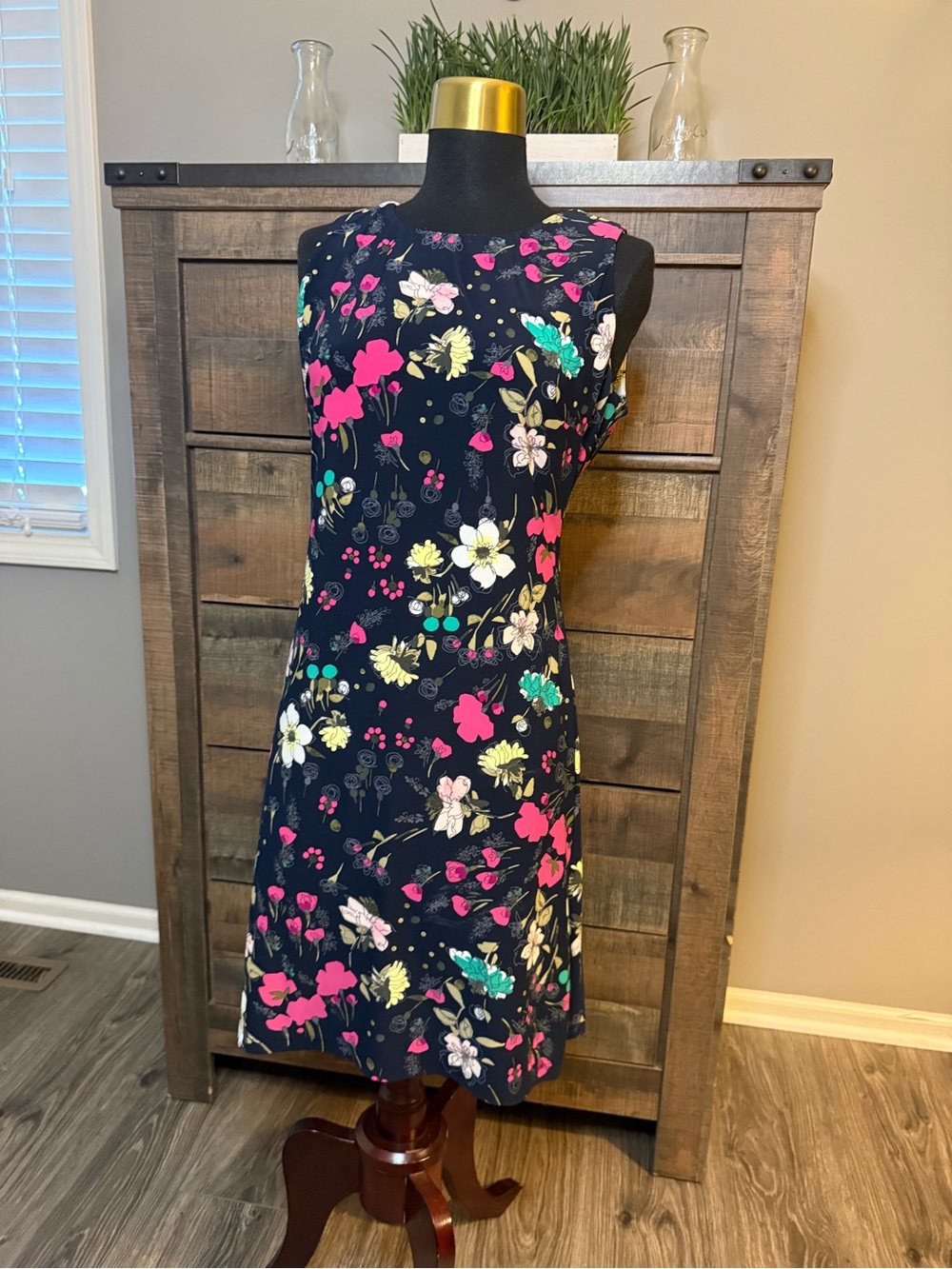 Tommy Hilfiger Floral Sleeveless Sheath Dress Women’s Size 2 Navy Pink